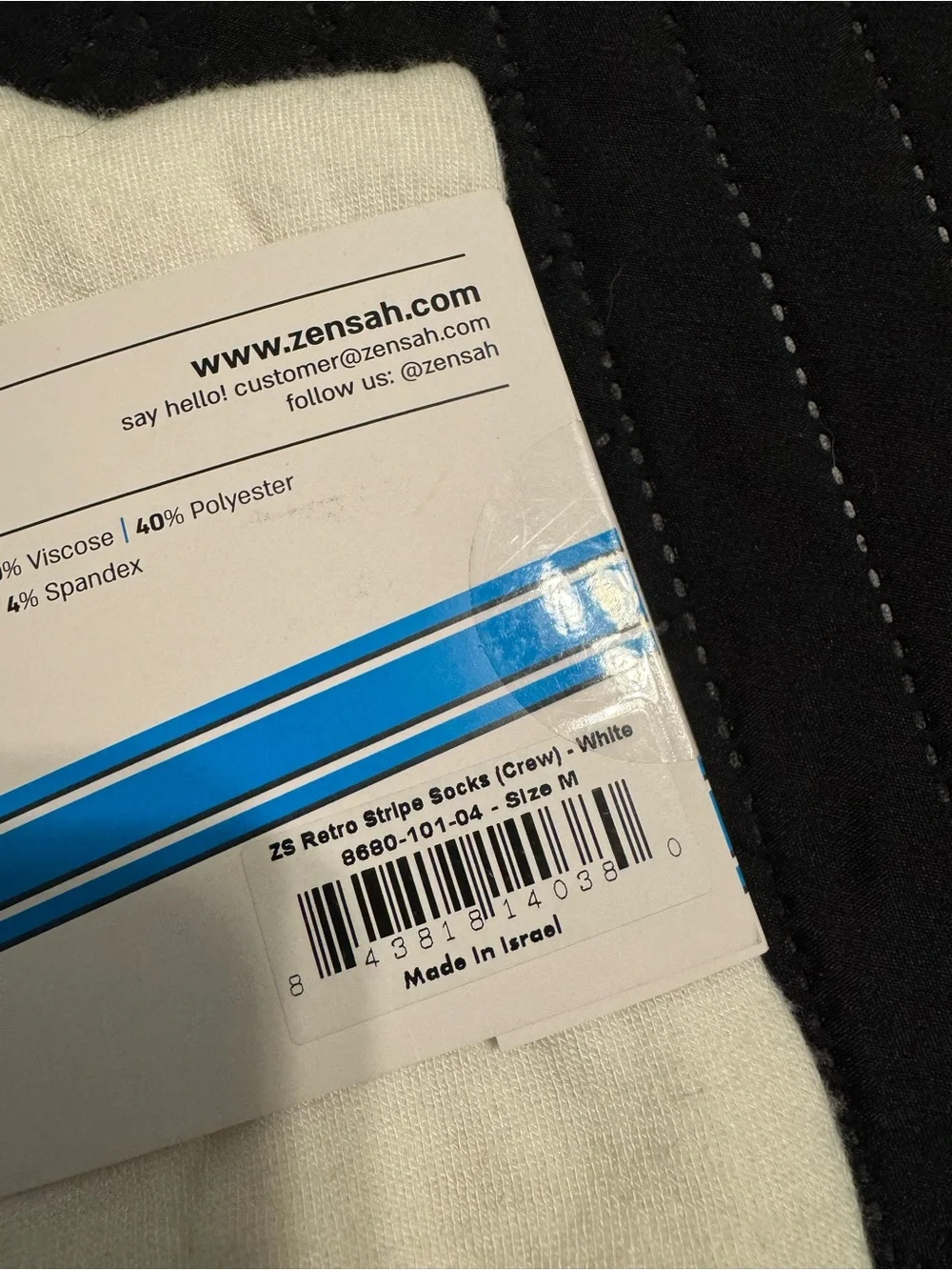 Zensah White Crew Stripe Socks